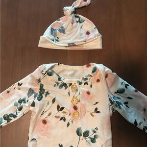 Floral Baby Outfit with Hat